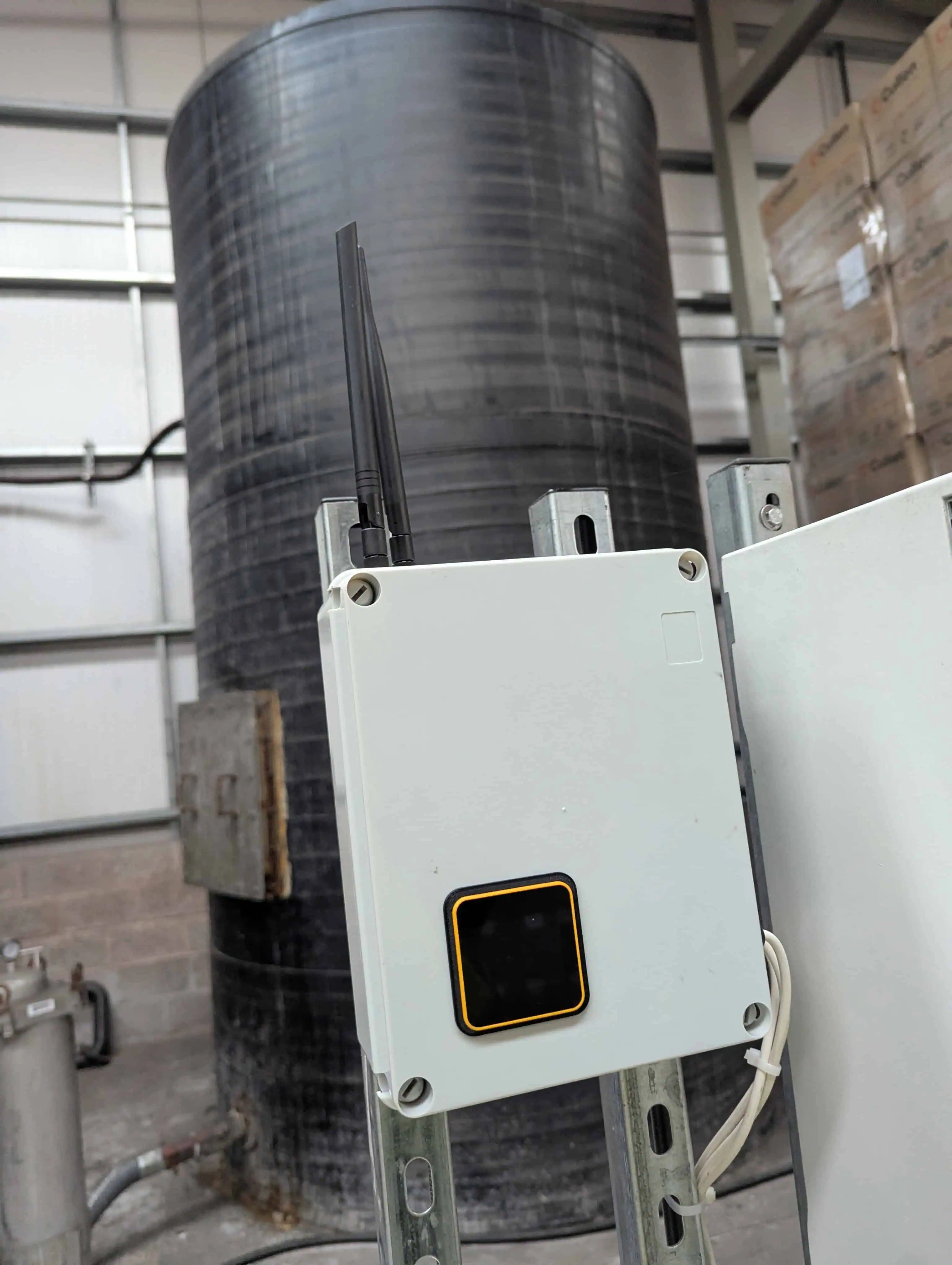 Industrial chemical tank telemetry installation